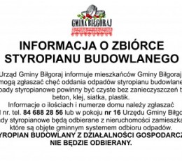 Informacja o zbiórce styropianu budowlanego